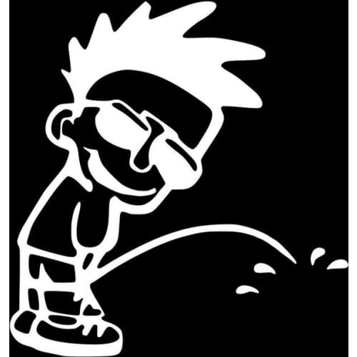 14.3cm*15cm Peeing Cool Boy Decal Car Window Sticker Cartoon Car-styling Black/Silver