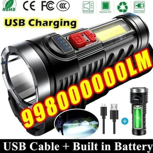 USB Rechargeable Light Portable Outdoor Flashlight Torch Ultra Bright Hiking LED Flashlight Torch Ultra Bright Hiking Portable