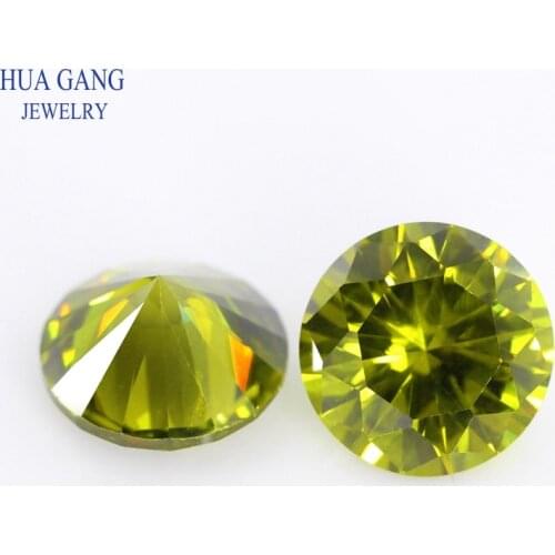 Peridot 11~20mm Cubic Zirconia Round Shape 5A Brilliant Cut Loose CZ Stone Synthetic Gems For Jewelry Free shipping