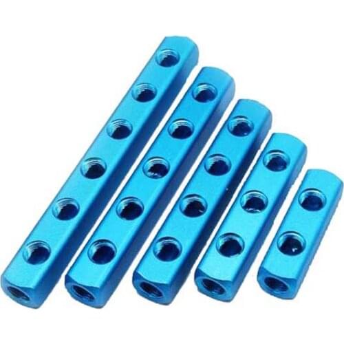 1Pcs 1/4" Pneumatic fittings PT Thread Port 2 3 4 5 6 7 8 9 Way Quick Connector Air Hose Aluminum Manifold Block Splitter