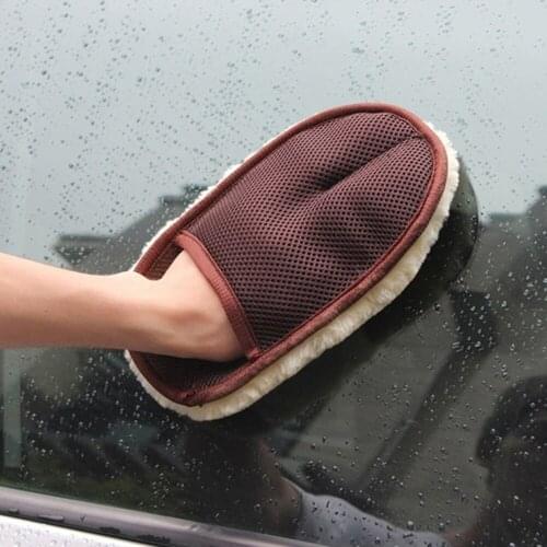 Car Window Cleaning Beige Car Cleaning Cloth Wool Glove Wash Cleaning Supplies for Car Accessories microfiber car wash