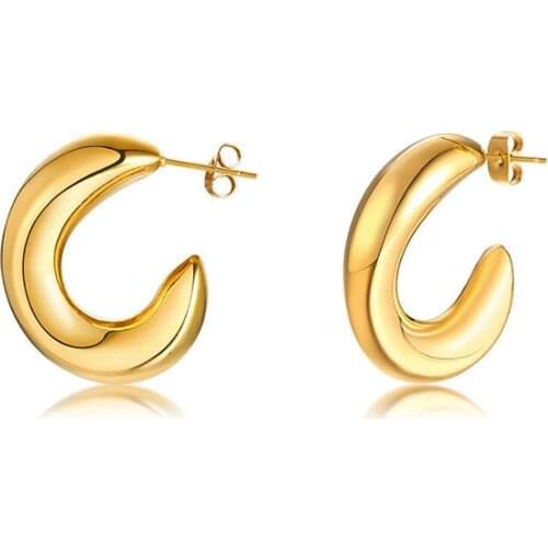 Stainless Steel Gold Thin Delicate Women Minimalism Hoop Earrings Jewelry Gift For Him