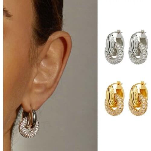 Hiphop Multi Crystal Circles Drop Earrings for Women Rock Jewelry Vintage Metal Earring Female Brincos Hyperbole Bijoux 2020