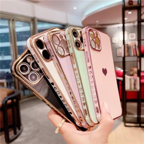 Ottwn Solid Color Love Heart Silicone Phone Case For iPhone 12 Pro Mini 11 Pro Max X XR XS Max 7 8 Plus SE 2020 Shockproof Cover