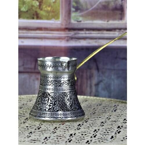 Embroidered Thick Copper Coffee Pot 450 Ml (1266)