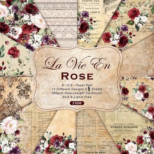 YPP craft 12 Sheets Rose Scrapbooking Pads Paper Origami Art Background Paper Card Making DIY Scrapbook Paper Craft
