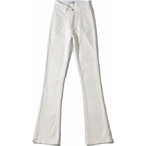 Womens Jeans High Waist Vintage Basic Y2K Denim Women Streetwear Harajuku Flare Pants Trousers Fashion White/Black/Light Blue