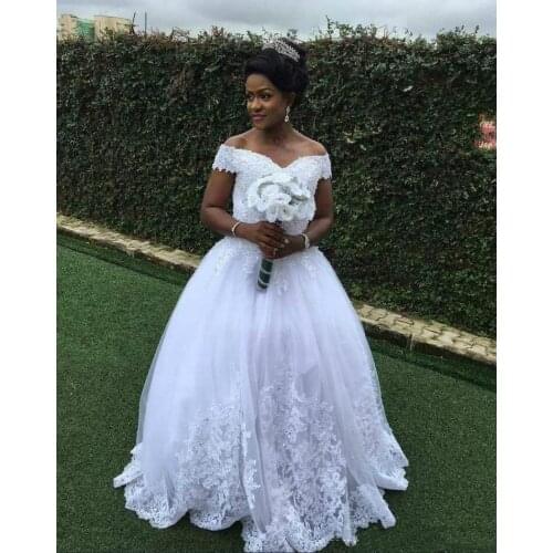 A Line Wedding Dresses Bridal Gowns Beaded Applique Lace Up Back Vestidos De Fiesta Floor Length Tulle Robe Marrige