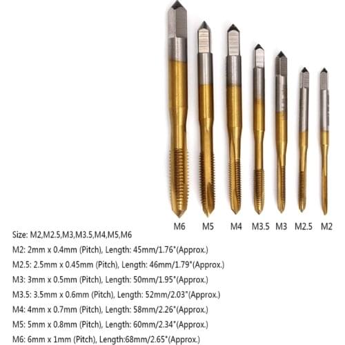 1Pc M2/M2.5/M3/M3.5/M4/M5/M6 HSS Metric Straight Flute Thread Screw Tap Plug Tap Hand Cutting Tools-m15