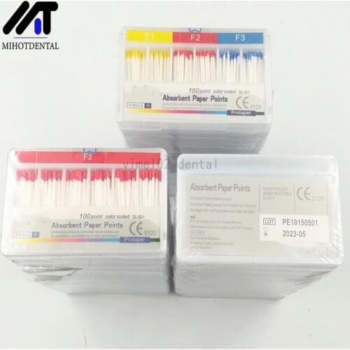 10box/1pack Absorbent Paper Points for Dental Use Root Endodontics Canal Clean F1 F2 F3 Dental Material Supplier