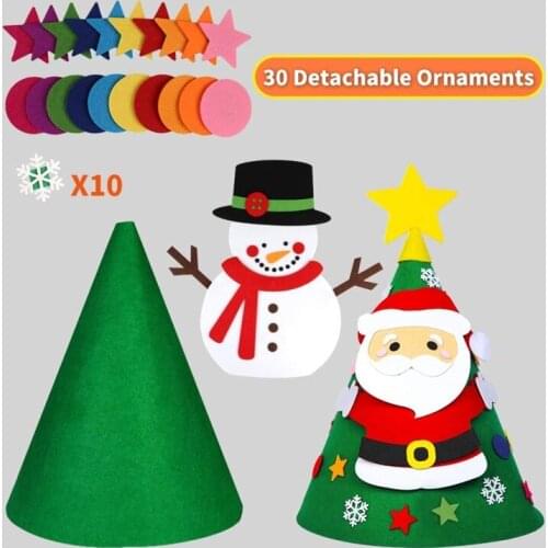 3D DIY Felt Christmas Tree Set with Ornaments Creative Xmas Gifts New Year Decorations for Toddlers Kids Children