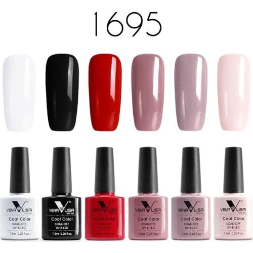VENALISA Nail Varnish Kit New Arrival 6pcs*7.5ml Soak Off Gel Lacquer LED UV Gel Polish Colorful Manicure Nail Gel Polish Set