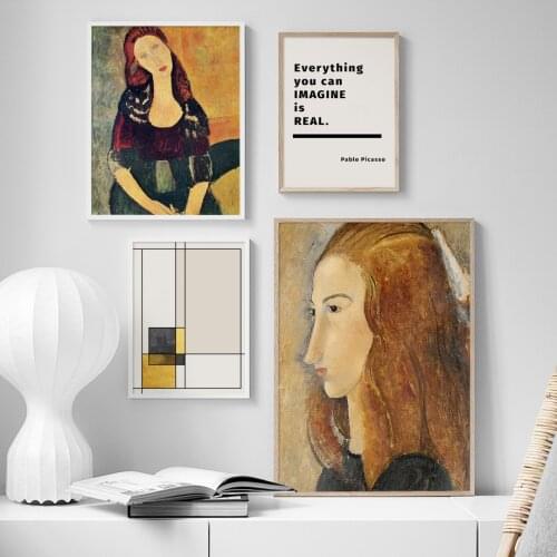Abstract Geometric Poster Vintage Girl Wall Art Canvas Painting Nordic Home Decor Wall Pictures for Living Room Interior Loft