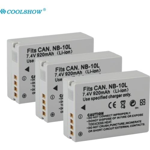 Camera Battery NB-10L NB 10L NB10L For Canon SX40 HS SX40HS SX50 HS SX50HS G1 X G15 G16 SX60 HS G3X 920mAh Batteries