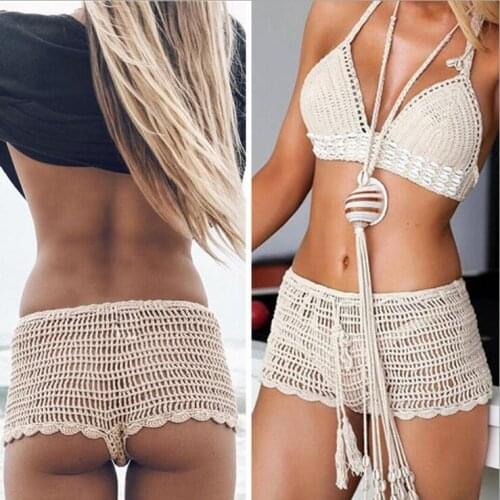 Hollow Swimsuit shorts crocheted see through swimsuit cover ups new sexy women bikini swimwear cover up Beach pants