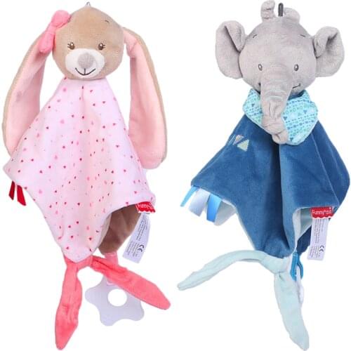 Baby Plush Stuffed Toys Cartoon Elephant Bunny Soothe Appease Towel Appease Doll For Newborn Soft Comforting Towel Sleeping Toy