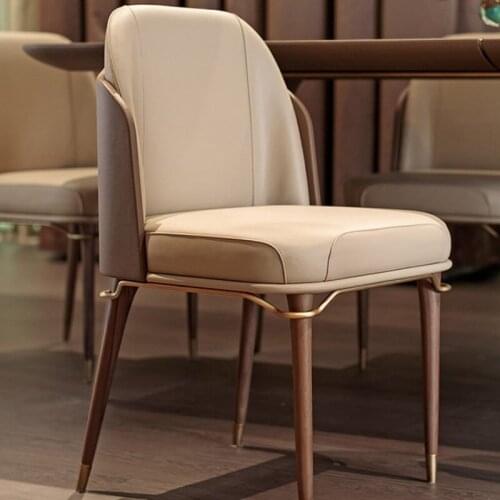 Designer Creative Luxury Hotel Dining Chair for Dining Room Home Restaurant Solid Wood Metal Soft Bag High Back Leisure Chair