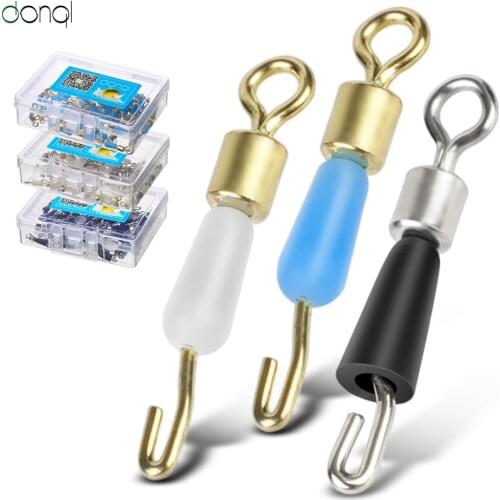 DONQL 50Pcs Stainless Steel Fishing Connector Bearing Swivels Fishing Hook Line Quick Connector Fast Link Fish Hook Accessories