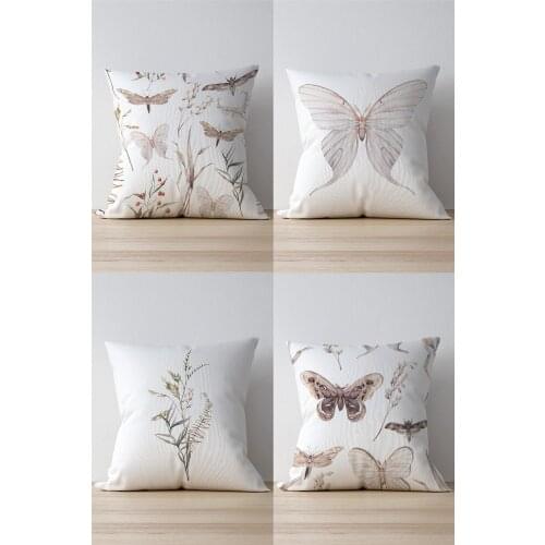Double Side Printed Butterfly Patterned 4'Lü Suede Pillow Decorate Case Good Quality Stylish Home Garden Room Kitchen Gift Convenient Decorative Modern