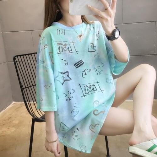 2021 Cotton Medium Length Female Shirt Short Sleeve Cartoon Hollow Out Feeling Funny T Shirts Women Streetwear Tshirt Tops Pink