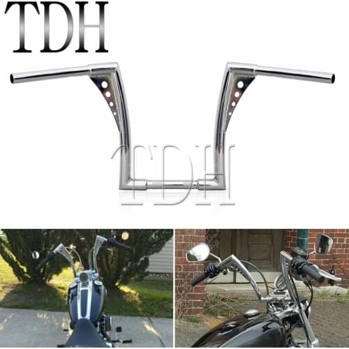 Chrome Custom Motorcycle Handlebar Ape Hanger 1-1/4" Fat Bar 12" Rise 30-1/2" Wide Drag Bars for Harley Sportster Touring Dyna