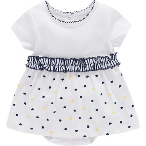 Infant Girls Summer Dress Short Sleeve Lovely Romper Dress Little Princess White Clothes One Piece Cotton Baby Girls' Suits