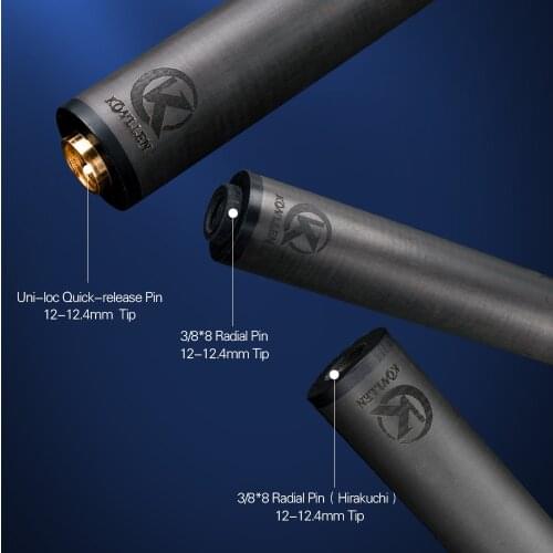 KONLLEN Carom Cue Carbon Fiber Carom Cue Single Shaft 12-12.4mm 3/8*8 Radial Pin/Uni-loc Joint 3 Cushion Cue Suit For PERI