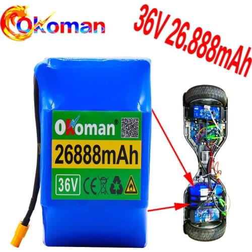 10S2P 36v lithium-ion rechargeable battery 26888 mAh 26.8AH battery pack for electric self-suction hoverboard unicycle