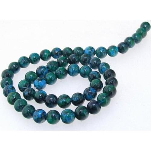 Unique Pearls jewellery Store,8mm Round Azurite Chrysocolla Jasper Loose Beads One Full Strand 15'' LC3-0159