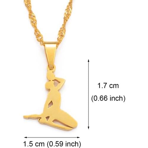 Anniyo Mini Haiti Pendant Necklace for Women Girls SMALL SIZE Ayiti Gold Color Jewelry Gifts of Haiti Jewellery #075921