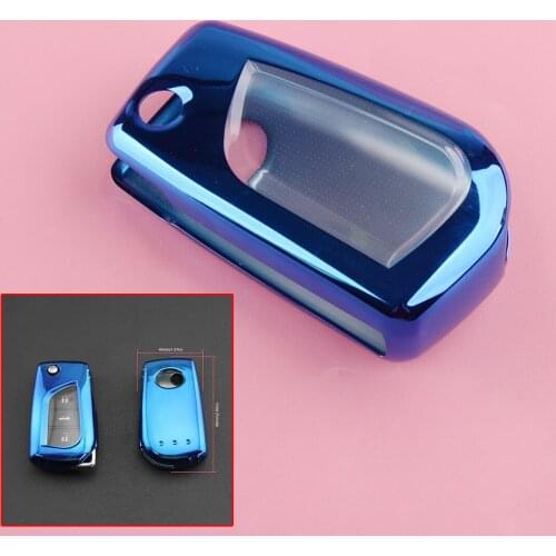Soft TPU Flip Key Case Shell Cover Protector Cap Car Blue fit for Toyota Camry C-HR RAV4 Corolla Hatchback Corolla Sedan 2020