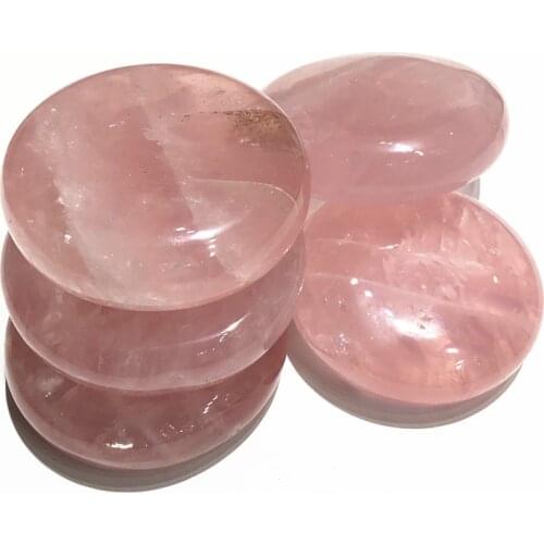 Natural pink crystal slice Rose quartz crystal Round slab