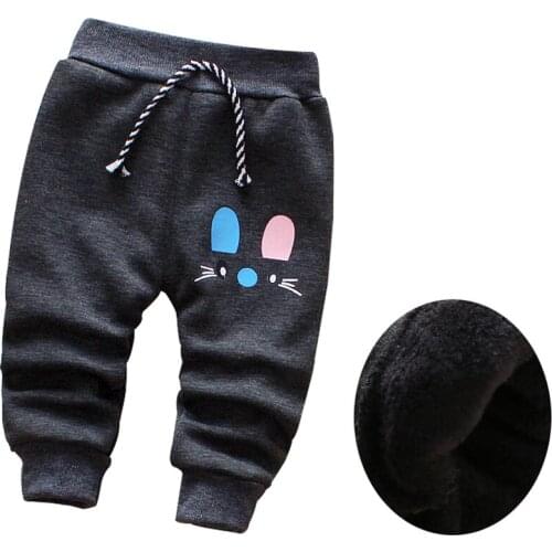 2019 Autumn & Winter New Baby Pants Cute Cartoon Plus Velvet Warm Children Boys Girs Pants 0- 3 Year