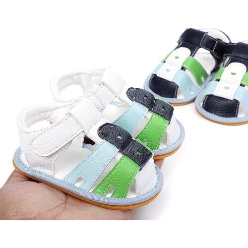 0-1 Year Old Spring Baby Wear Resistant Rubber Sandals Green First Walkers PU Soft Sole Black Prewalker for Newborn