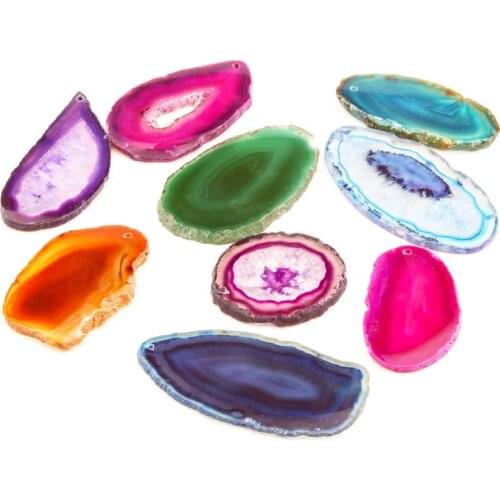 Natural stone pendant irregular Blue Agates pendant necklace for DIY jewelry best birthday gift size 70x40x4-40x50x4mm