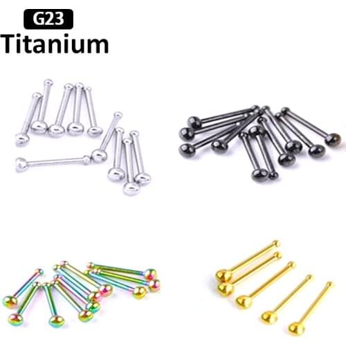 10PS G23Titanium F136 Piercing Nose Piercing Woman/men Anti-allergic Classic Straight Ball Nose Nail Ear Nail Human Body Jewelry
