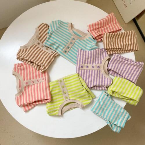 Children Pajamas Clothing Sets Toddler Boys Girls Stripe Tops+pants 2pcs Suit Spring Autumn Kids Long Sleeve Cotton Clothes Set