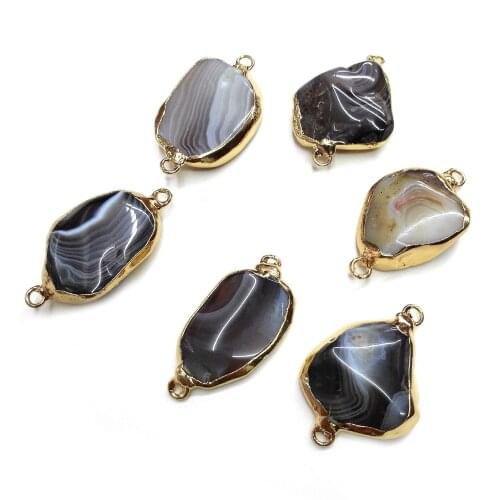 Natural Agates Pendant Charms Connector Pendants For Jewelry Making DIY Bracelet Necklace Accessories 20x40mm-25x45mm