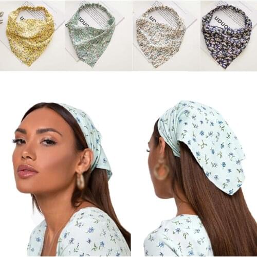 Floral Printting Fashion Hair Scarf Women Girls Headband Triangle Bandanas Hairband Elastic Hair Bands Hair Accessories