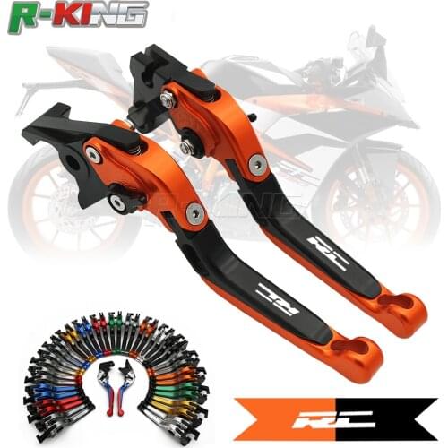 Motorcycle Adjustable Folding Extendable Brake Clutch Lever For RC RC125 RC200 RC390 125 200 390 2014 2015 LOGO RC