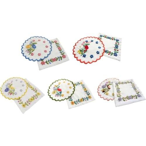 Stamped Embroidery Starter Kit with Flowers Plants Pattern Embroidery Cloth Color Threads Kit