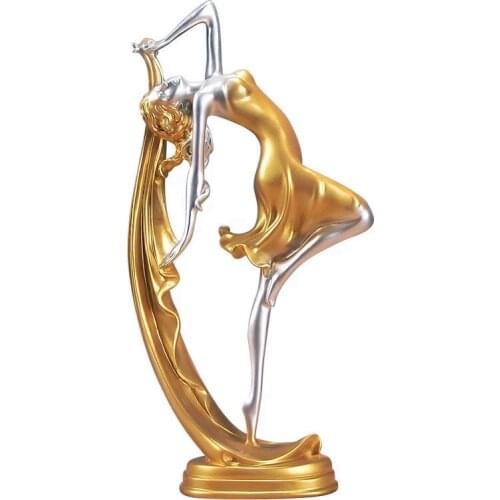 Resin Lady Statue Figurine Dancer Ornaments Dancing Girl Figurine with Rainbow Ribbon Craft Home Decoration Wedding Decor Gift