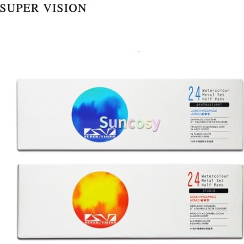 Super Vision Watercolour Metal Set 12/24 Half Pans,Honey solid color set professional,illustration design,Art supplies