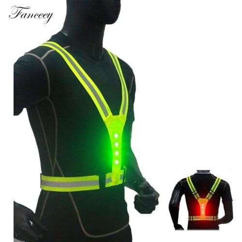 Fanceey USB Charging Led Reflective Vest Cycling Running Sports Reflective Safety Vest Luminous Cycling Uniform Size Adjustment