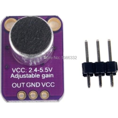 WS16 Electret Microphone Amplifier MAX4466 Breakout Audio IC Development Tools Electret Mic Amp with Gain Connector for Arduino
