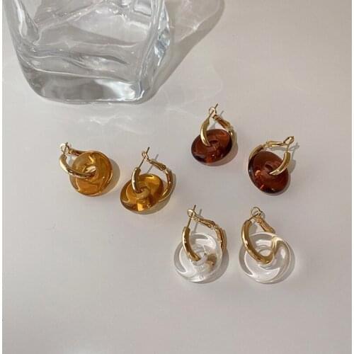 WTLTC Acrylic Acetate Round Hoop Earrings For Women 3 Colors Two Circle Earrings Minimalist Geometric Earrings Minimal Jewelry