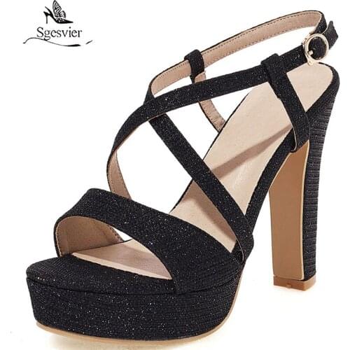Sgesvier Thick Heel Platform Sandals Women Super High Heel Sandals Summer Elegant Party Dress Open Toe Sandals Zapatos Mujer