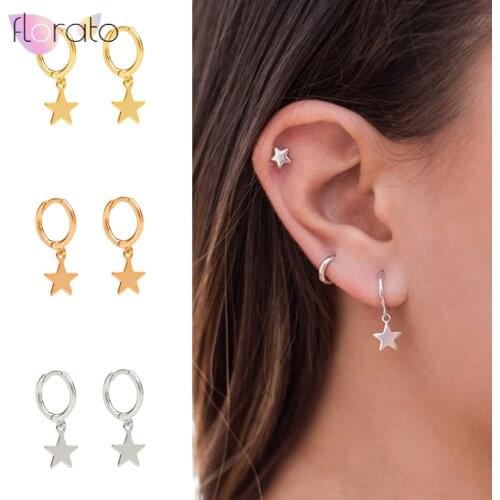 Real 925 sterling silver hoop Earrings For Women Minimalist Huggie Charm earrings, Silver earrings, Earrings for women A30