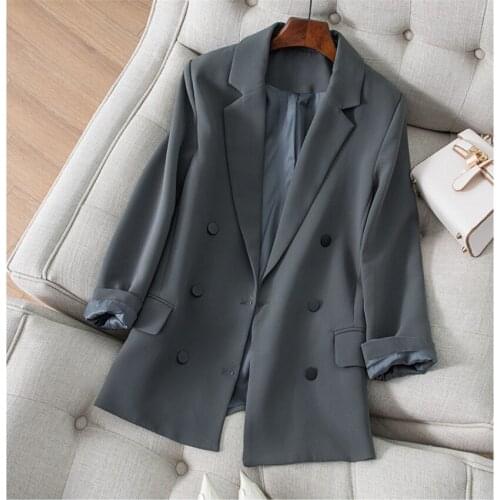 21 New Autumn Big Size Women Slim Double Button Blazer Formal Suits Spring Blazers Long Sleeve Office Lady Suit Outerwear WZ1328