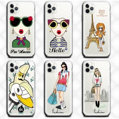 Sexy sunglasses lady Phone Case Clear for iphone 12 11 Pro max mini XS 8 7 6 6S Plus X 5S SE 2020 XR cover
